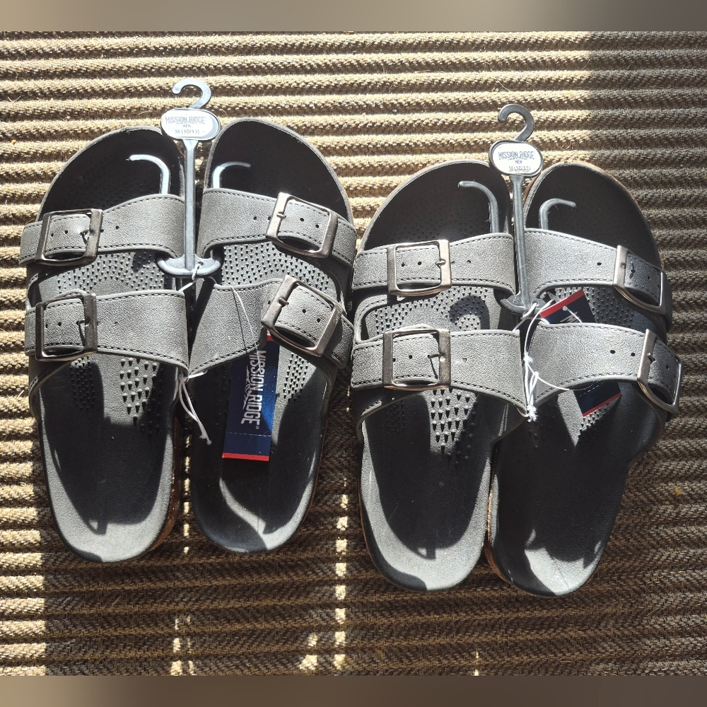 Mens Black Adjustable Sandals Set Of 2